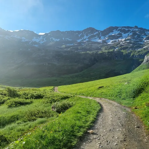 Trail between Les Contamines and Les Chapieux on the TMB